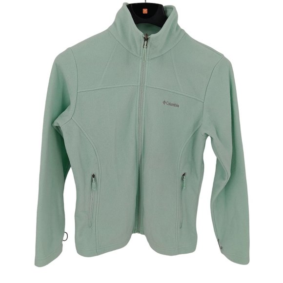 COLUMBIA JACKET WOMEN MEDIUM GREEN FLEECE FULL ZIP LONG SLEEVE SWEATSHIRT OUTDOO - Picture 1 of 15